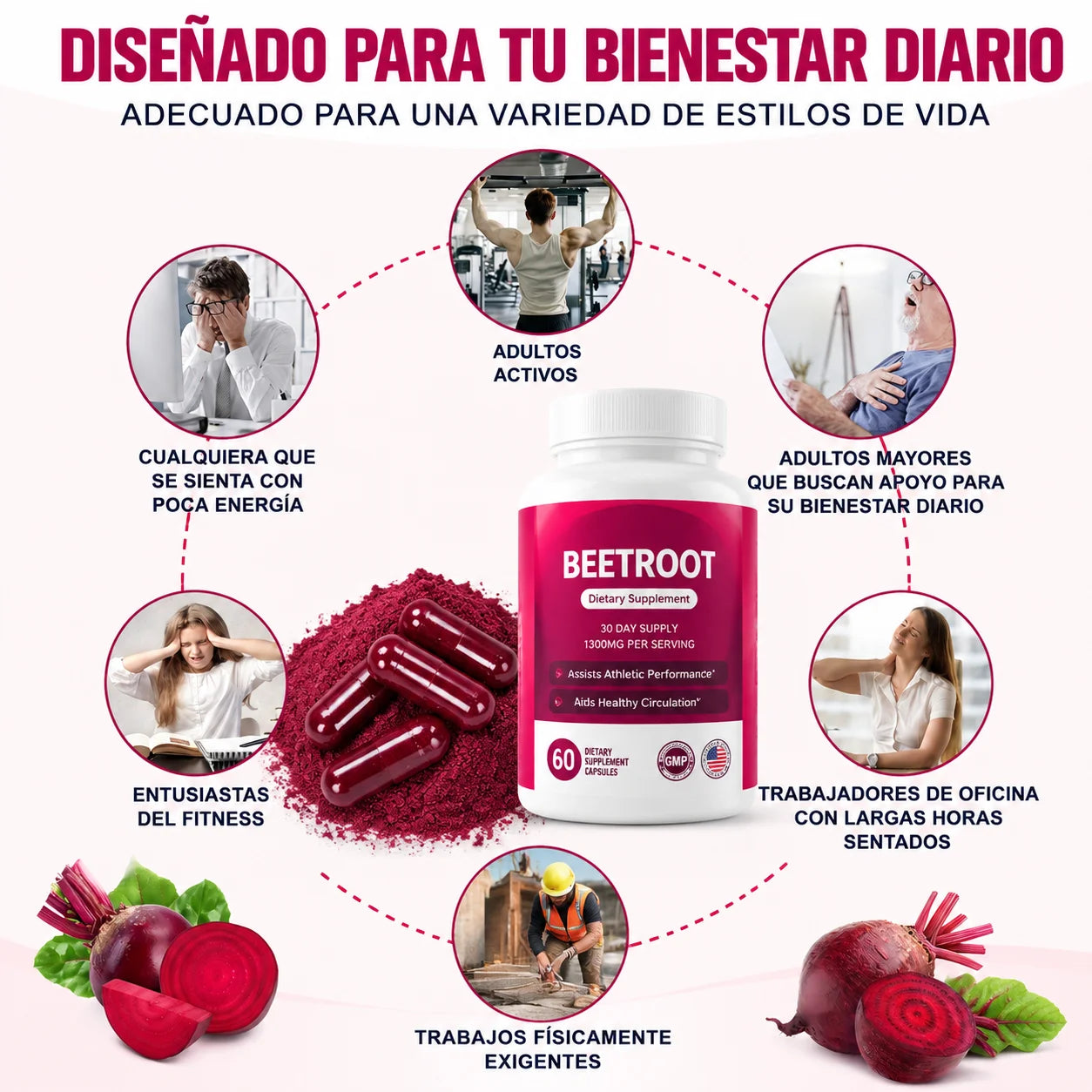 BeetRoot de VasoPrime: Recupera tu Chispa Diaria, apoyando tu circulación y presión arterial.